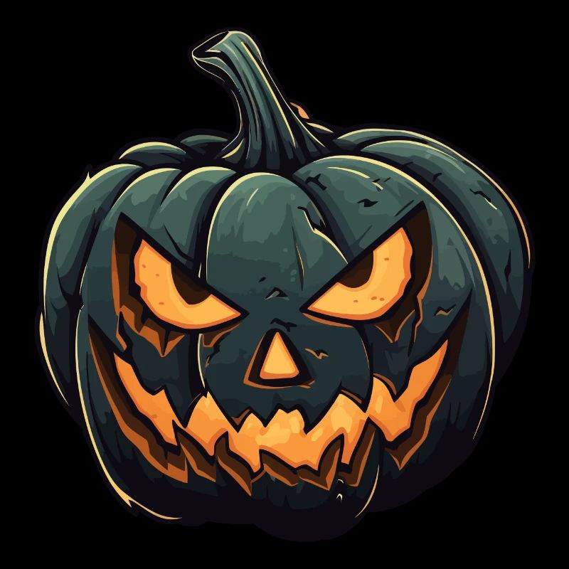 Funny Halloween pumpkin with glowing eyes