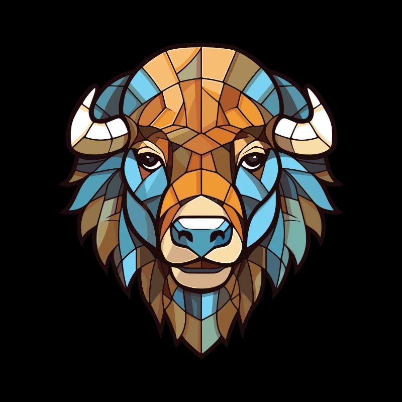 Bison buntes Aquarell Tier Haustier Illustration
