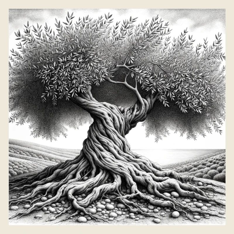 Zeichnung eines Olivenbaums