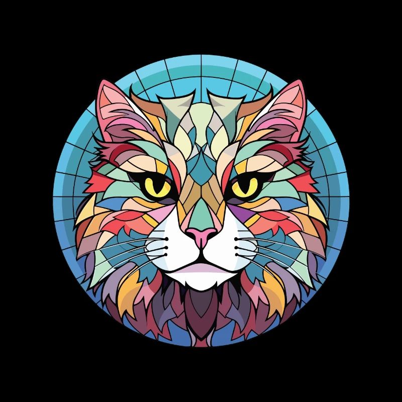 Highlander-Katze bunte Aquarell-Illustration