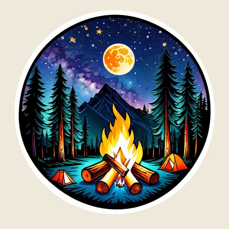 camping, tente et feu de camp