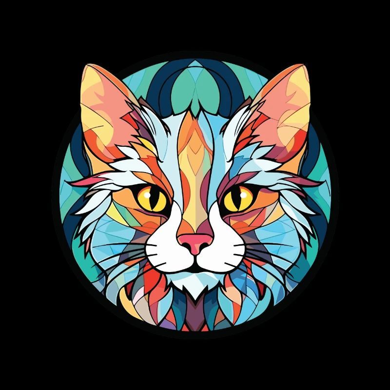 Chat Angora Turc Aquarelle Colorée Dessin Animé Pour Animaux De Compagnie