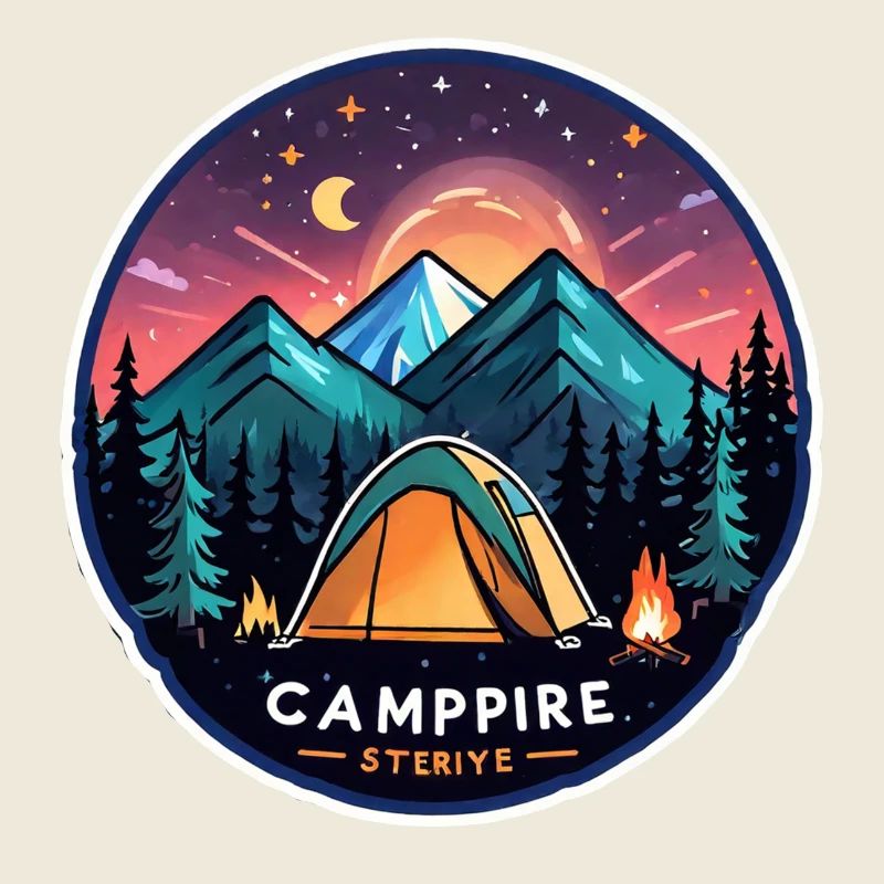 camping, tente et feu de camp