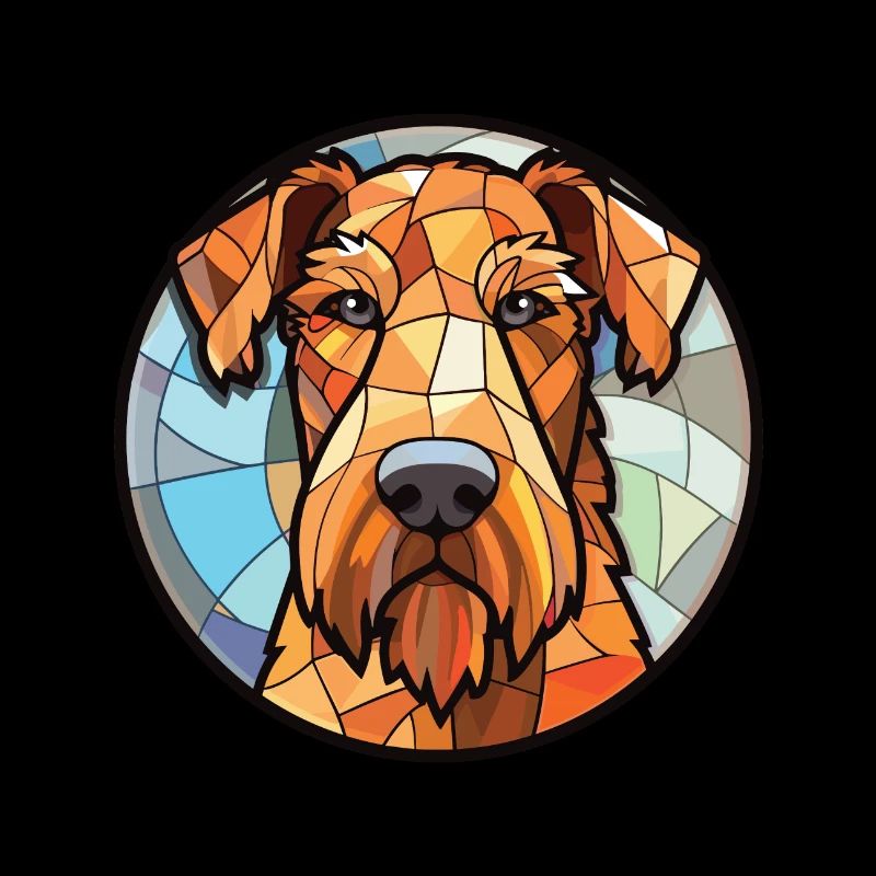 Airedale Terrier Dog Breed Watercolor Illustration