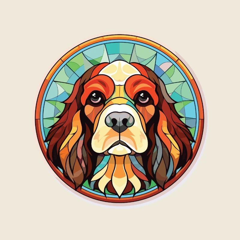 Illustration sur verre aquarelle de race de chien cavalier