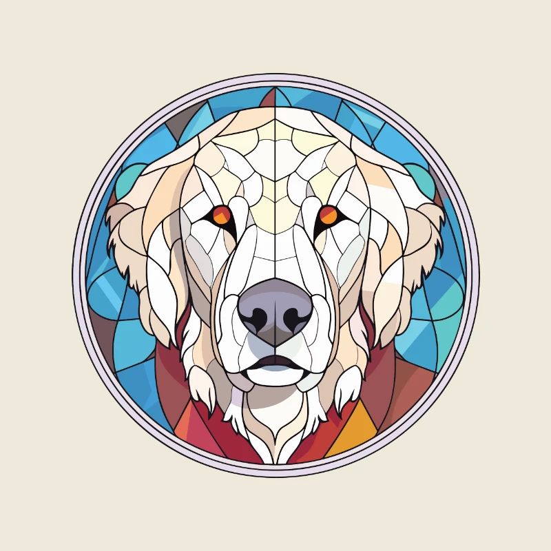 Kuvasz Hunderasse bunte Aquarell-Illustration