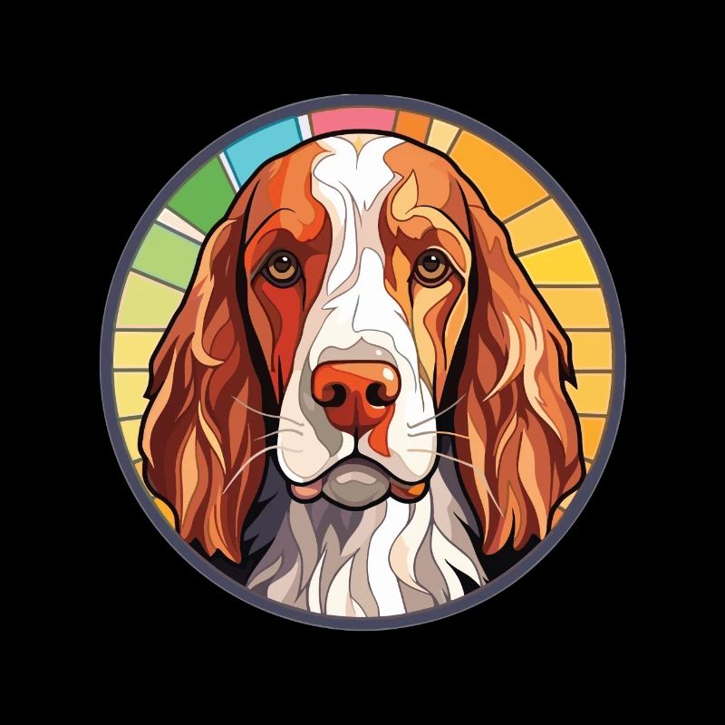 Welsh Springer Spaniel chien race verre aquarelle