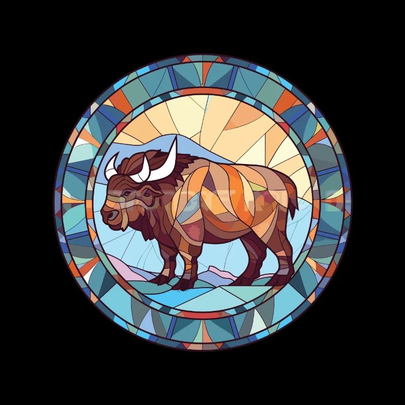 Bison bunte Aquarell-Tier-Haustier-Illustration
