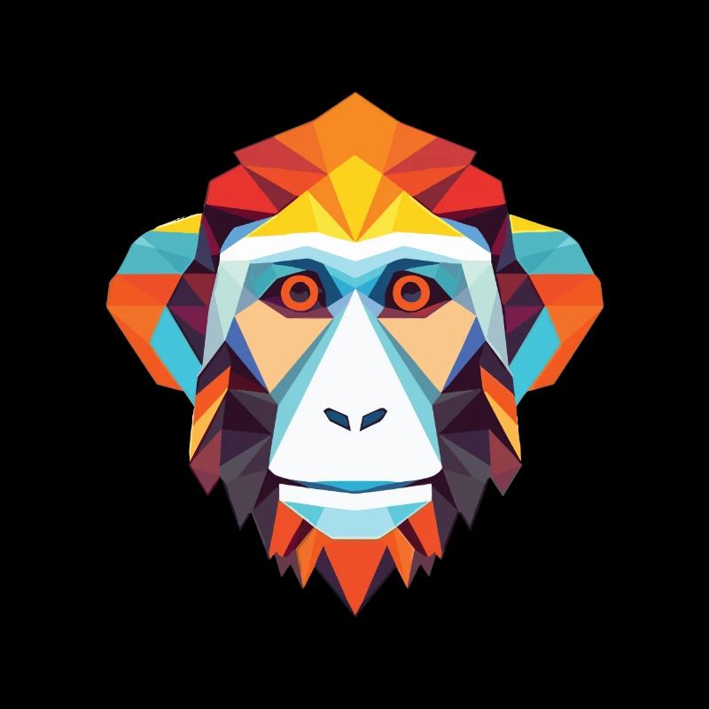 Singe Macaque Aquarelle Colorée Animal Cartoon