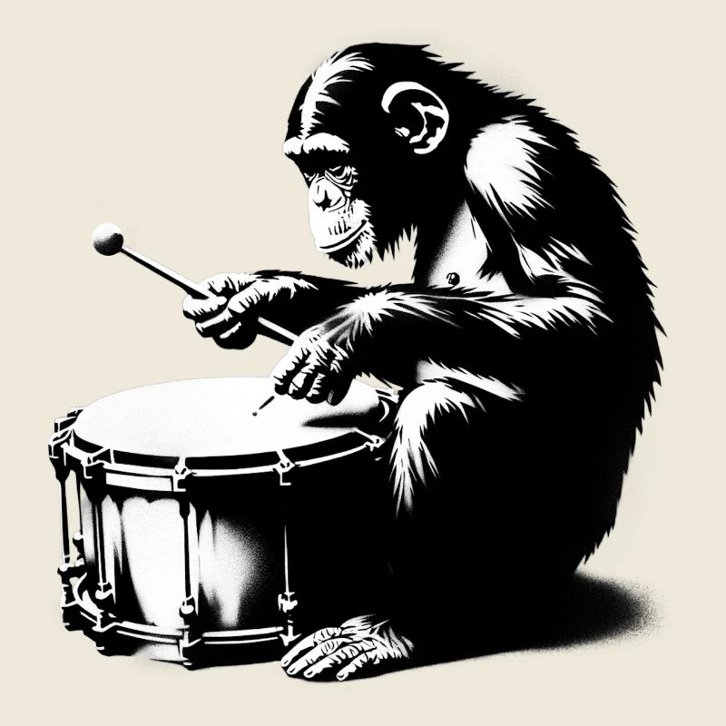 Batteur dans Monkey Orchestra StreetArt Banksy Style