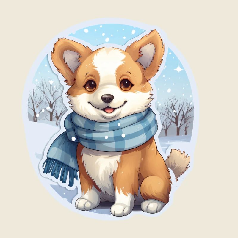 Welsh Corgi avec écharpe