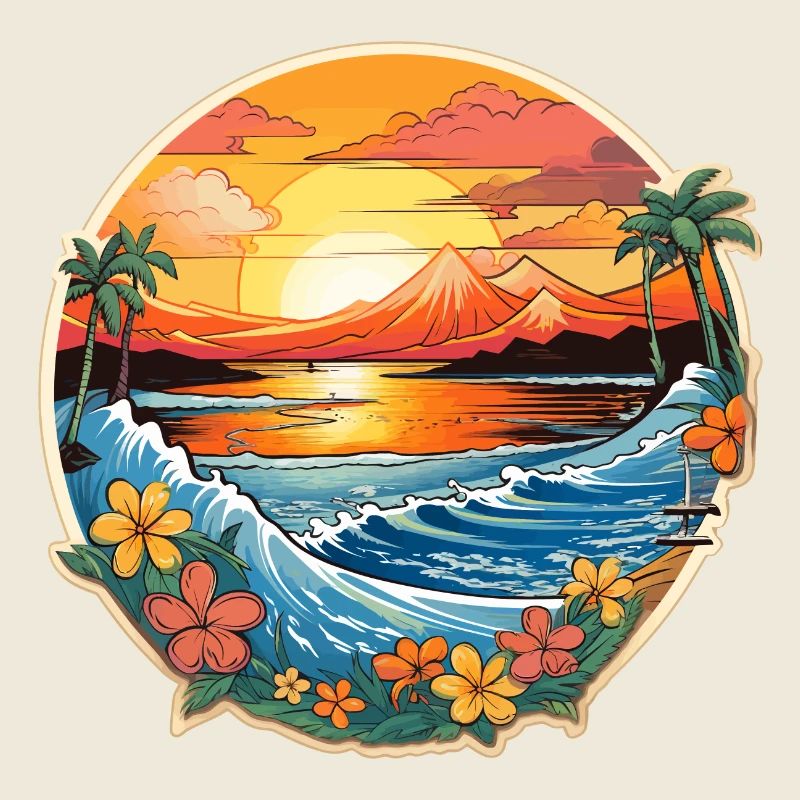 Surfen Hawaii Palmen Ozean Surfbrett Design