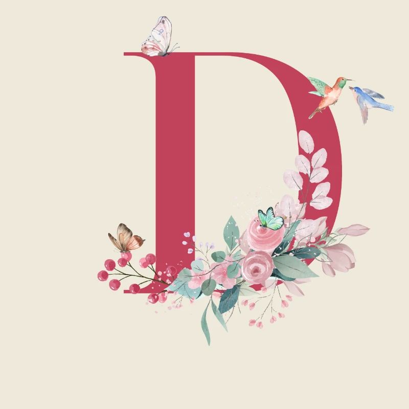 Floral D Letter - Geschenkidee