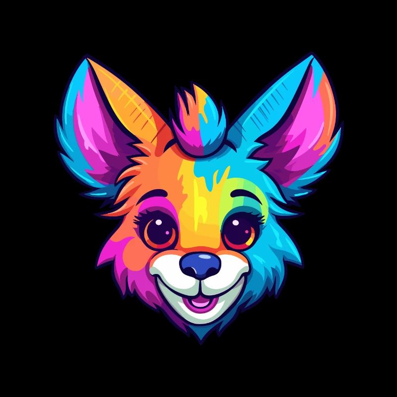 Aardwolf Aquarelle Colorée Dessin Animé Kawaii Animal