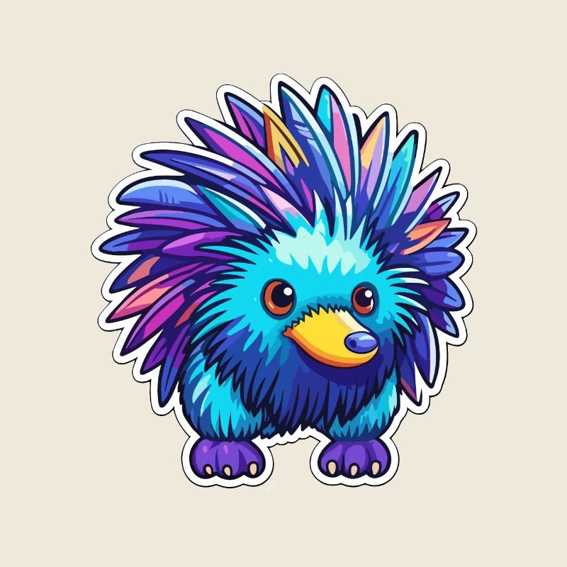Echidna Aquarelle Colorée Dessin Animé Kawaii Animal