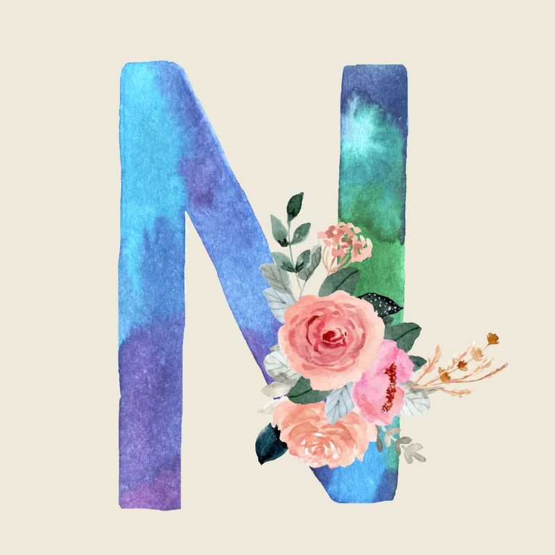 Lettre N watercolor
