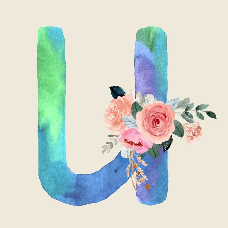 Letter u watercolor