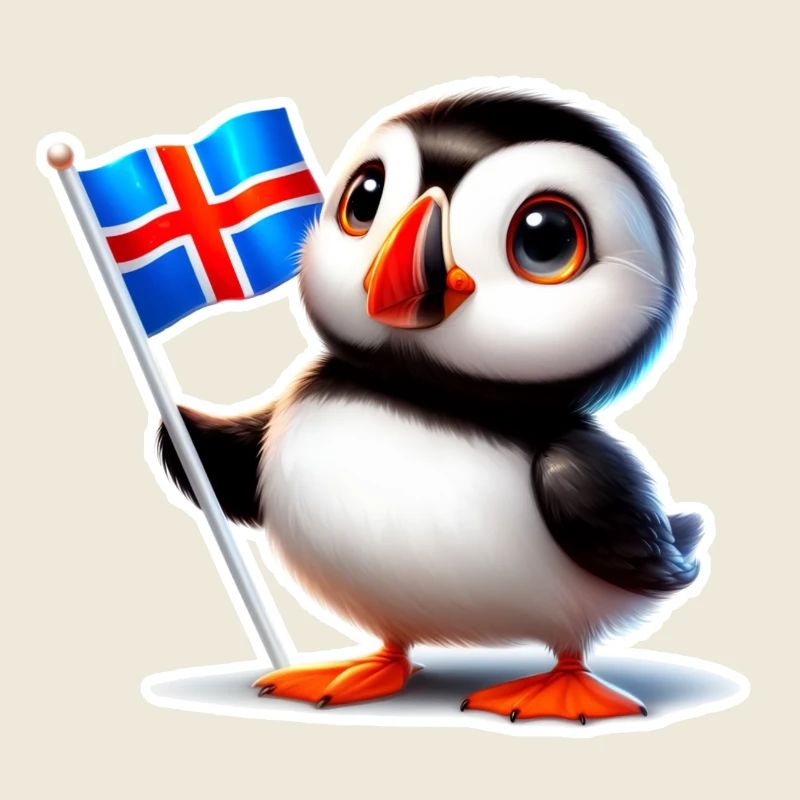 Macareux mignon avec drapeau islandais