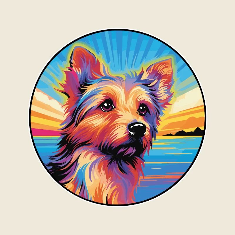 Race de chien Terrier australien Dessin animé coloré Wate