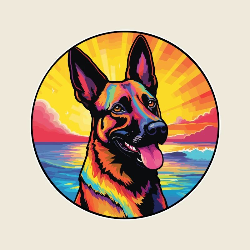 Belgische Malinois-Hunderasse Bunte Karikatur Waterc