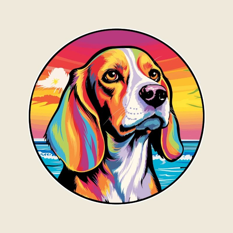 Beagle Harrier Hunderasse Bunte Karikatur Watercol