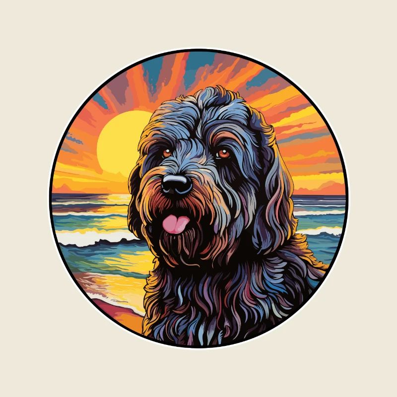 Schwarzer russischer Terrier Hunderasse Bunte Karikatur W