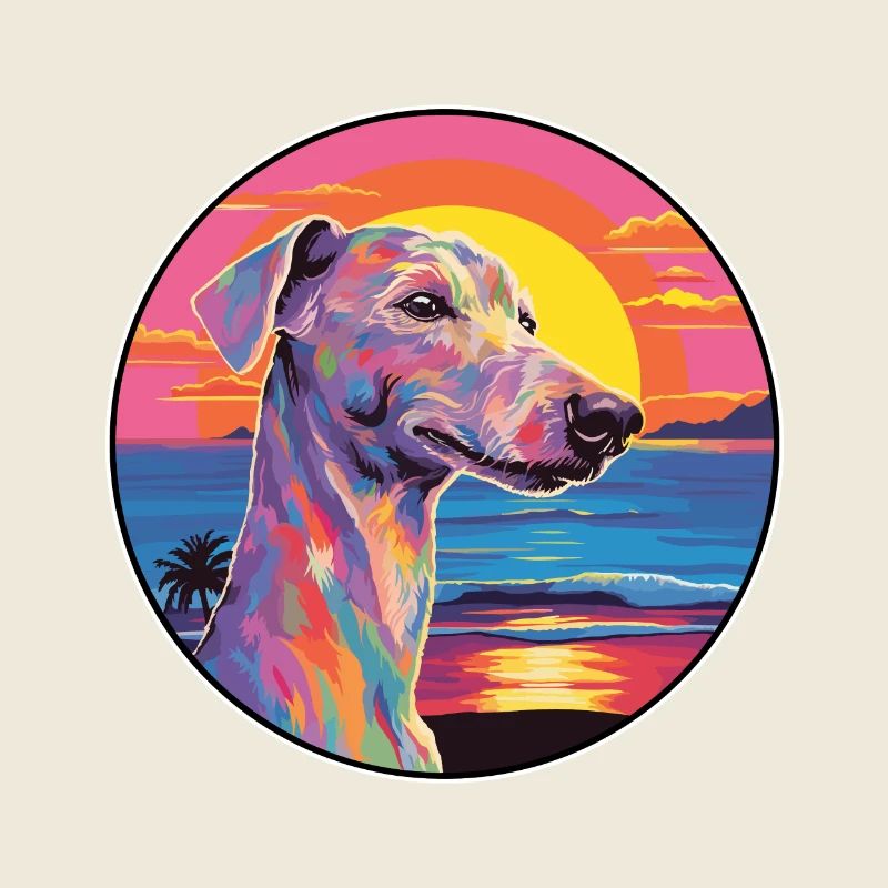Bedlington Terrier Dog Breed Colorful Cartoon Wate