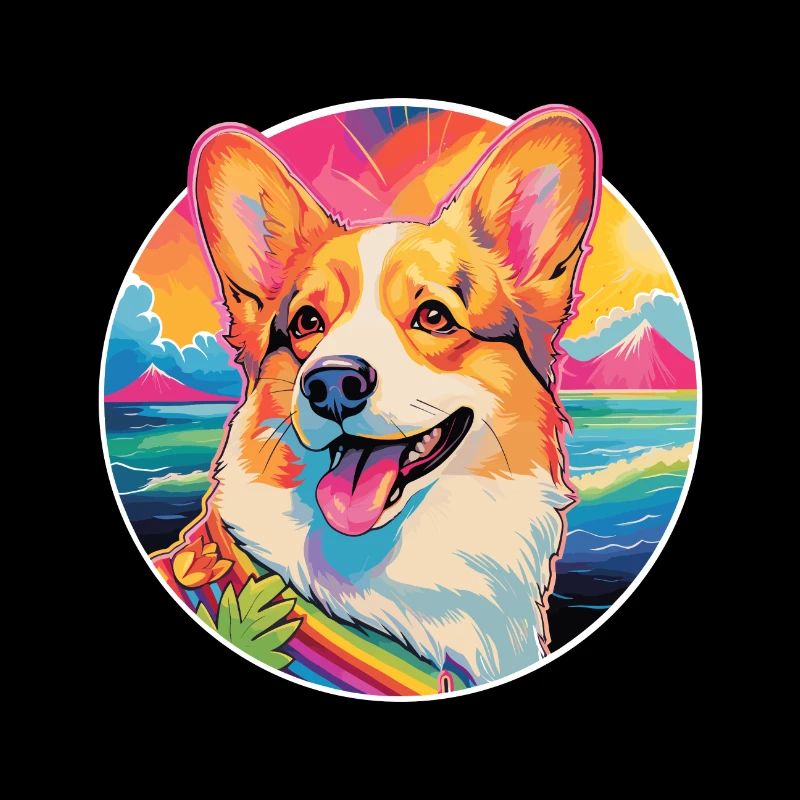 Corgi Hunderasse Bunte Karikatur Aquarell