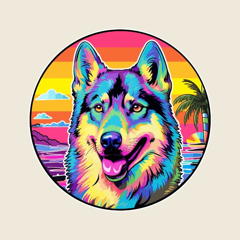 Tschechoslowakischer Wolfshund Hunderasse Bunte Karikatur