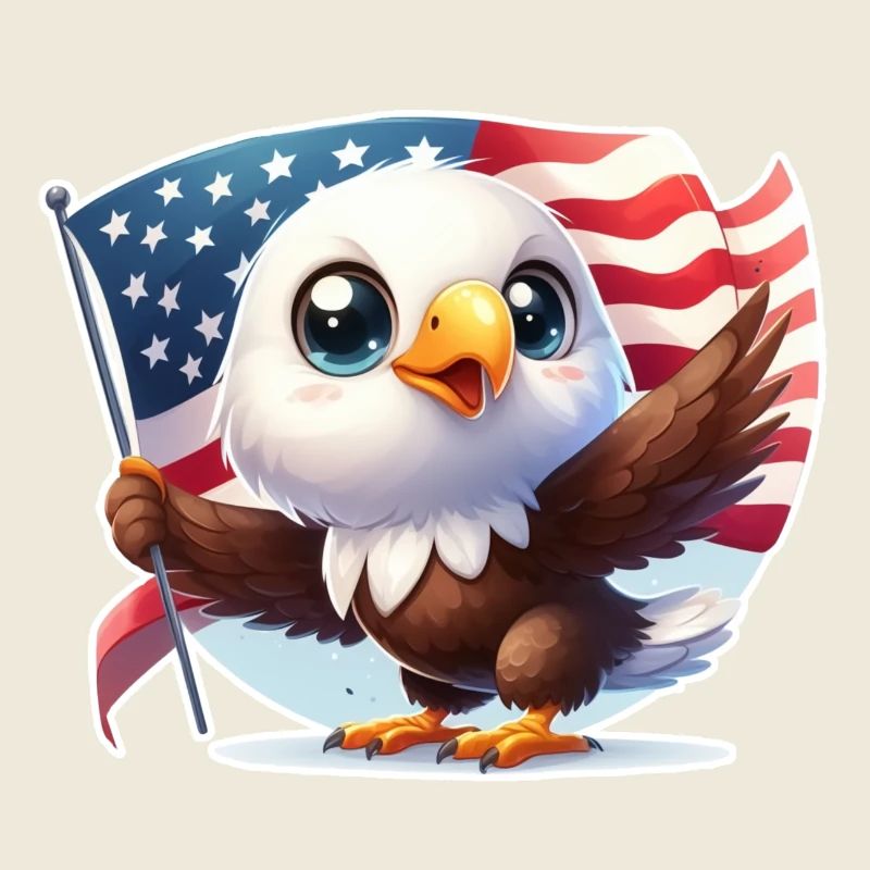 Pygargue à tête blanche mignon avec drapeau des États-Unis