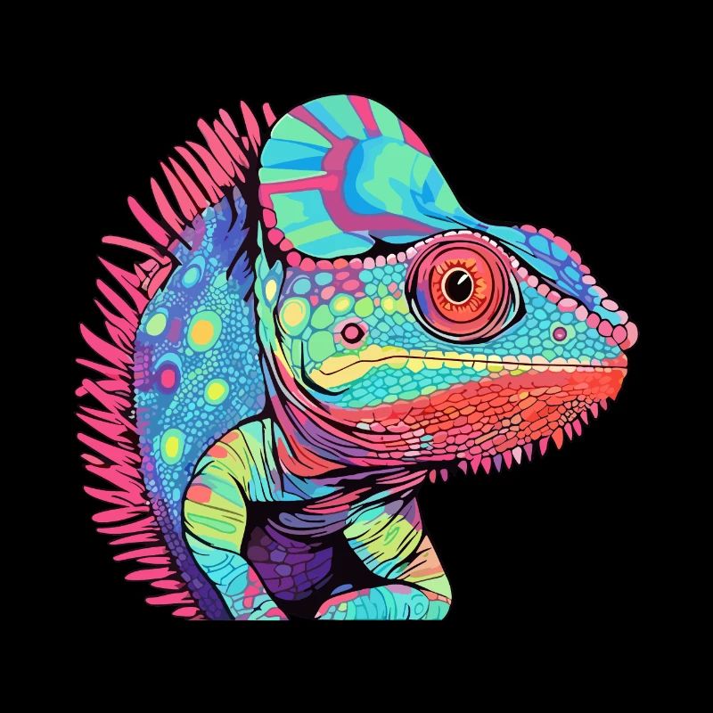 Caméléon Aquarelle Colorée Dessin Animé Kawaii Anima