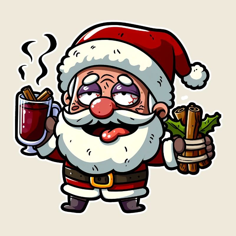 Contemplative Christmas gnome with mulled wine