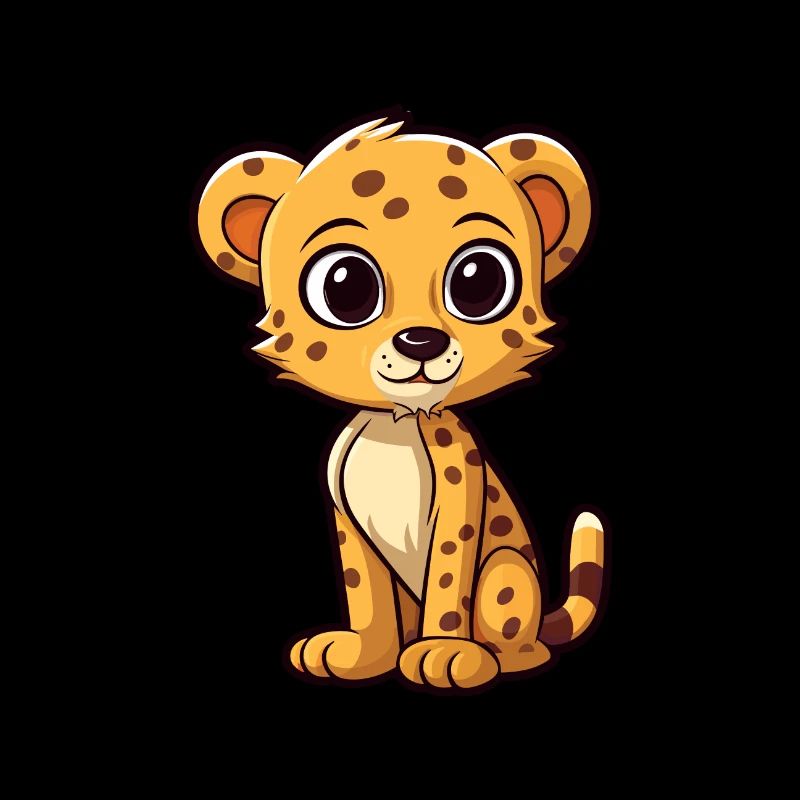 Guépard mignon dessin animé kawaii aquarelle animal de compagnie