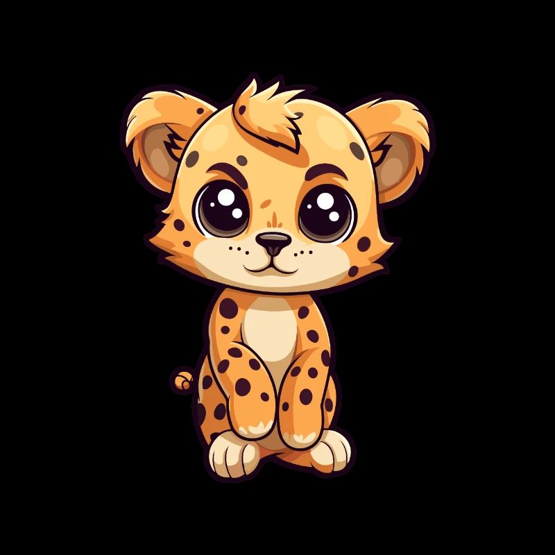 Guépard mignon dessin animé kawaii aquarelle animal de compagnie
