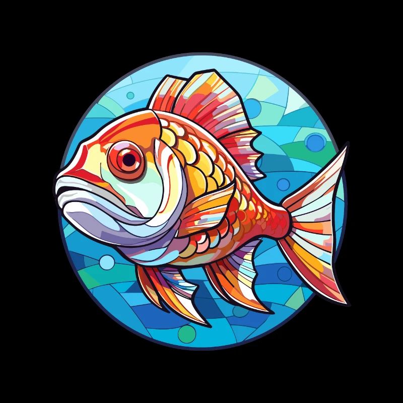 Fisch Buntes Glas Bunte Karikatur Kawaii Tier