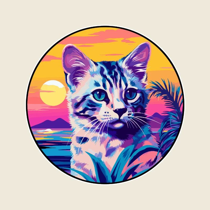 Animal de compagnie australien de dessin animé d'aquarelle de chat de brume tachetée