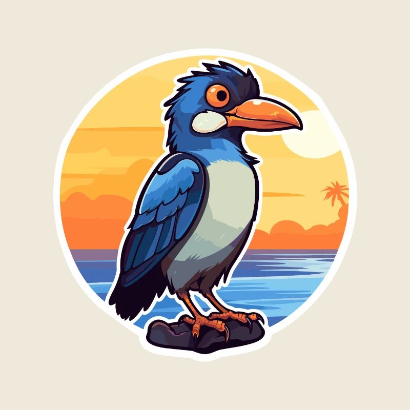 Jay drôle de dessin animé kawaii plage illustration