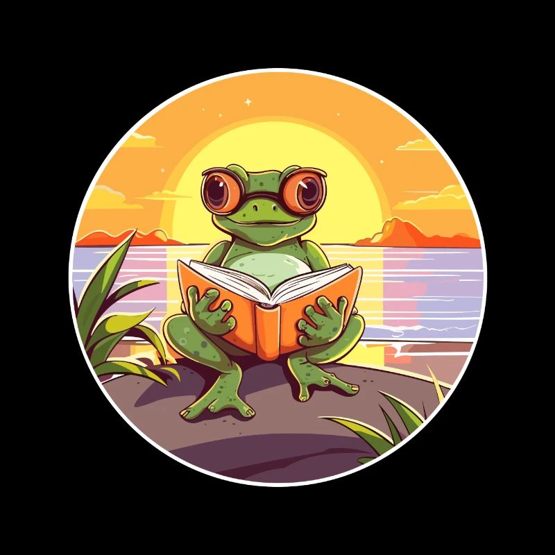 Frog Cute Funny Cartoon Kawaii Book Beach