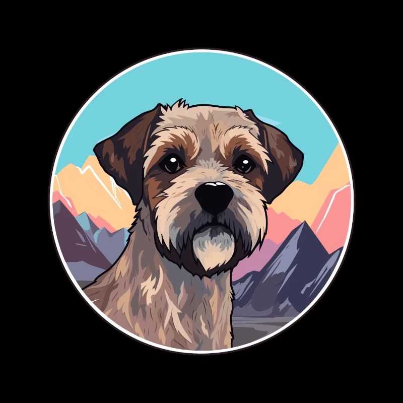 Border Terrier Hunderasse Cartoon Kawaii Aquarell