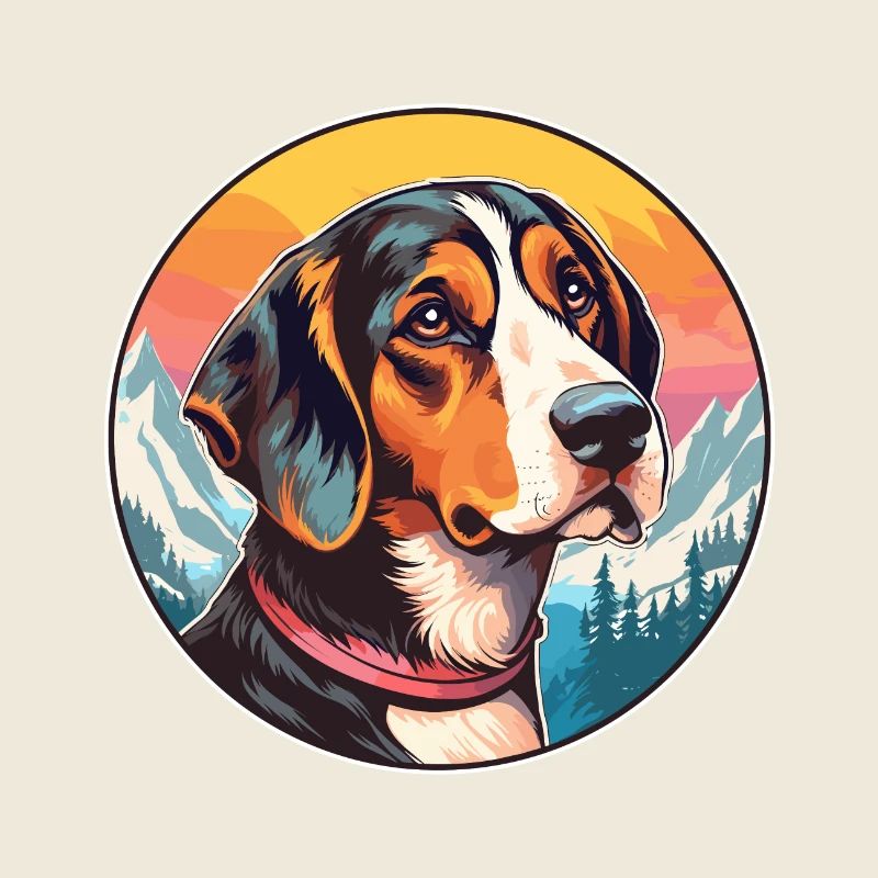 Deutscher Jagdhund Rasse Cartoon Kawaii Aquarell