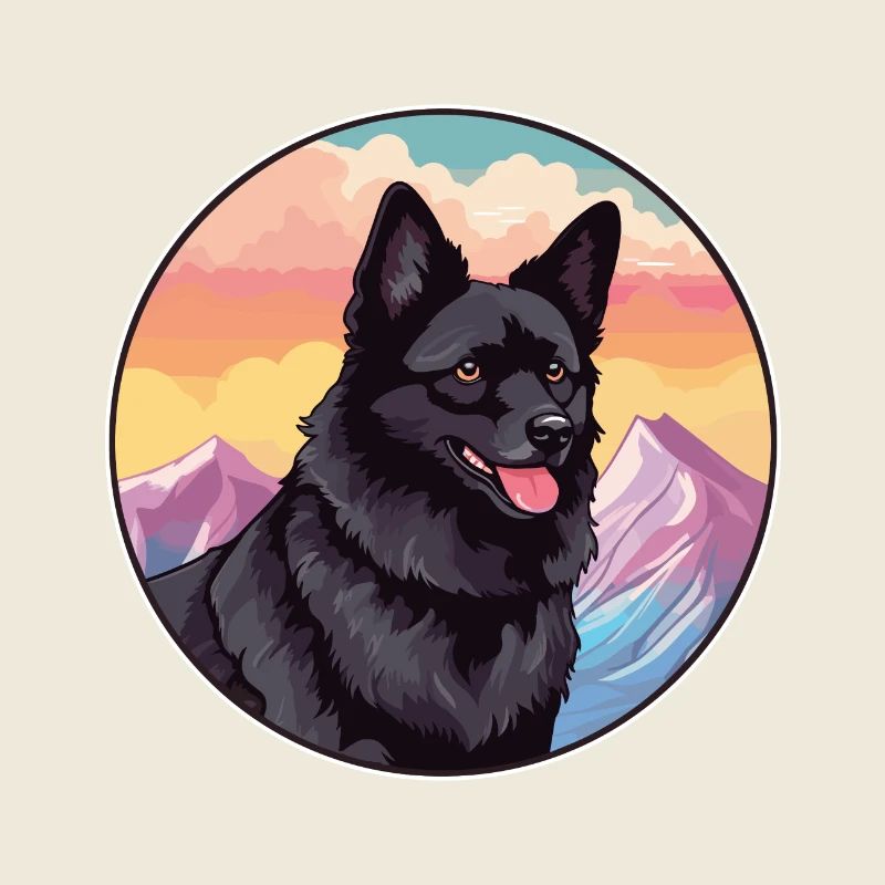 Schipperke Hunderasse Cartoon Kawaii Aquarell