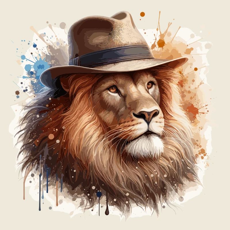 Lion au chapeau : l’élégance majestueuse