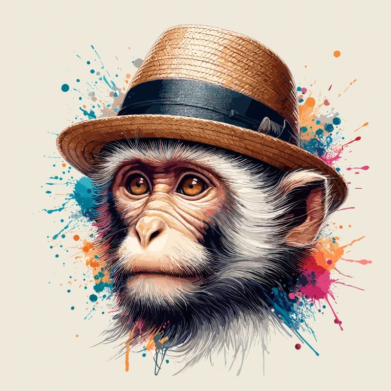 Cute Monkey with Hat: Adorable Animal