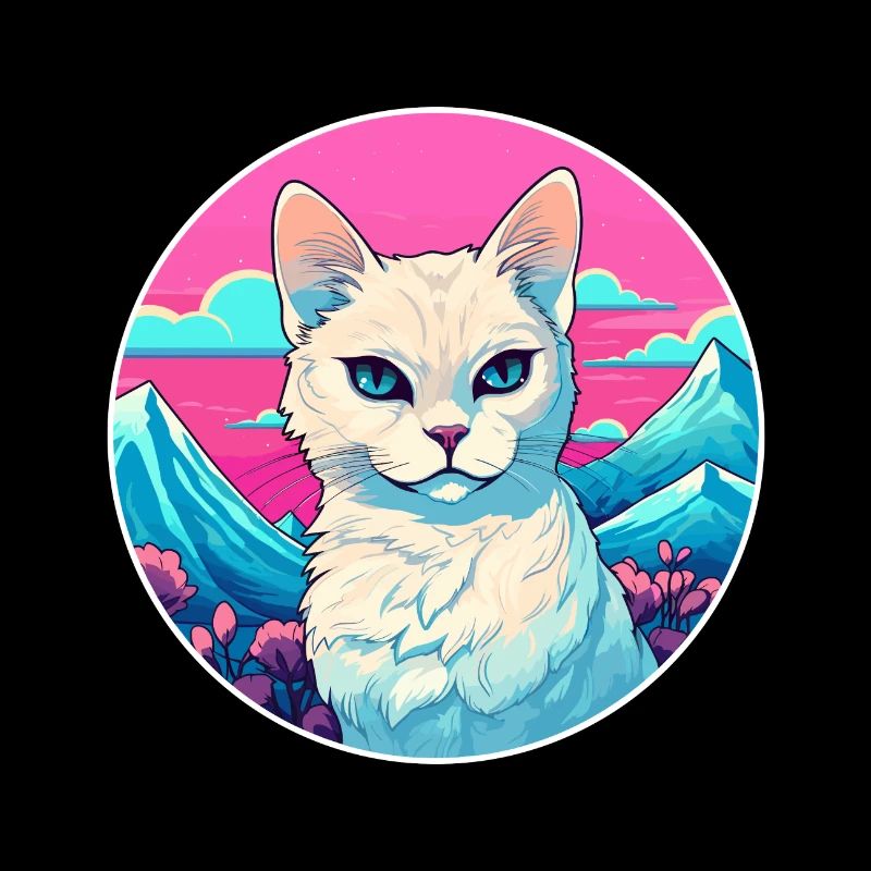 Burmilla chat coloré dessin animé aquarelle Illustrat