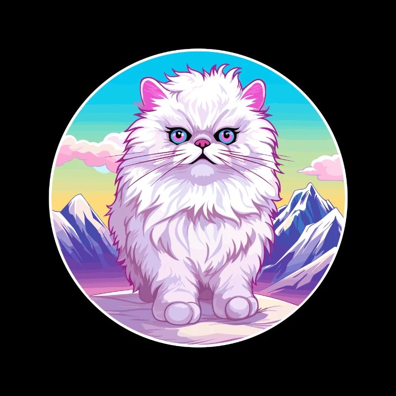 Chat persan coloré dessin animé aquarelle illustrati