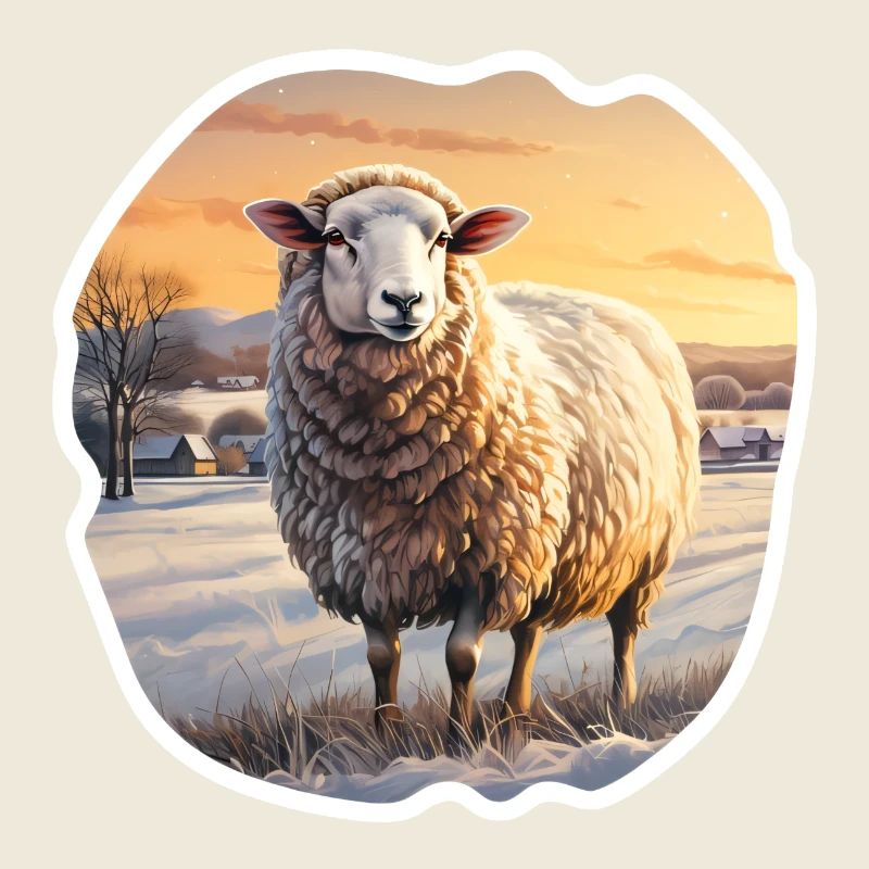 Schaf in Winterlandschaft