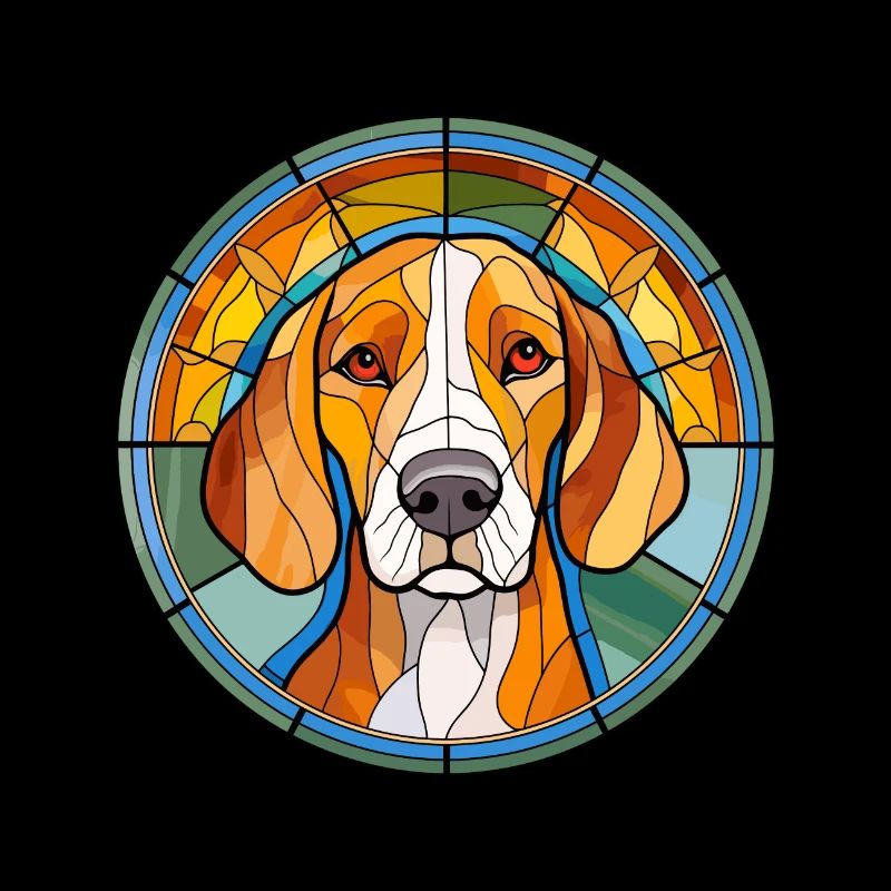 American Foxhound chien race vitrail coloré