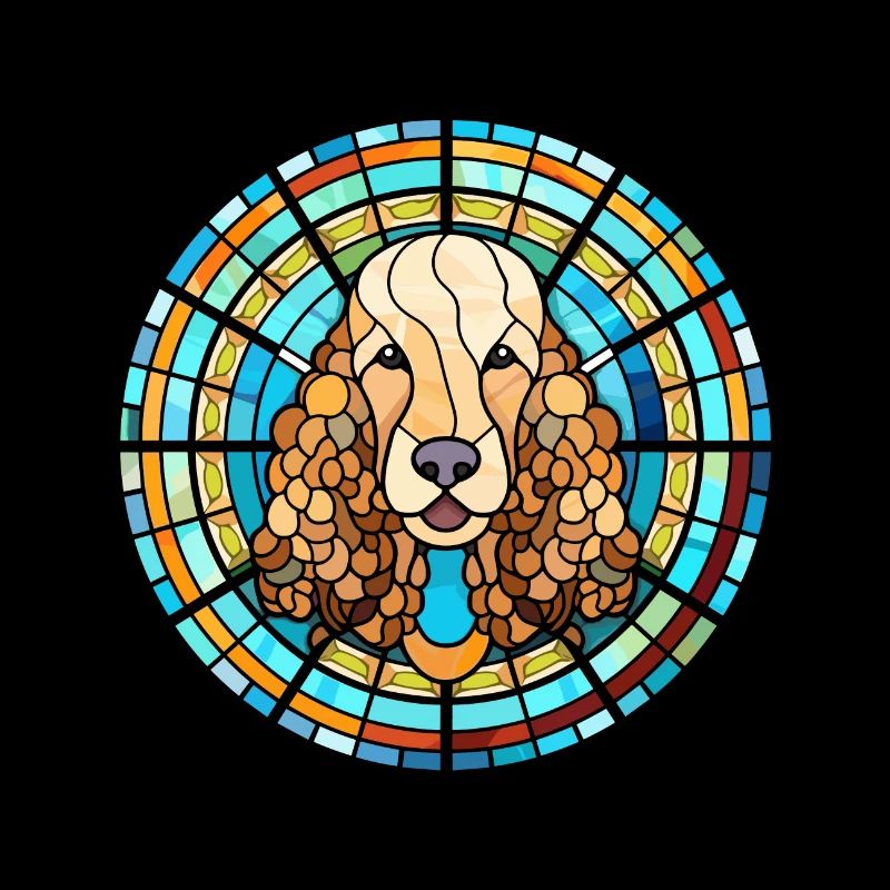 Cordon caniche chien race vitrail coloré Wat