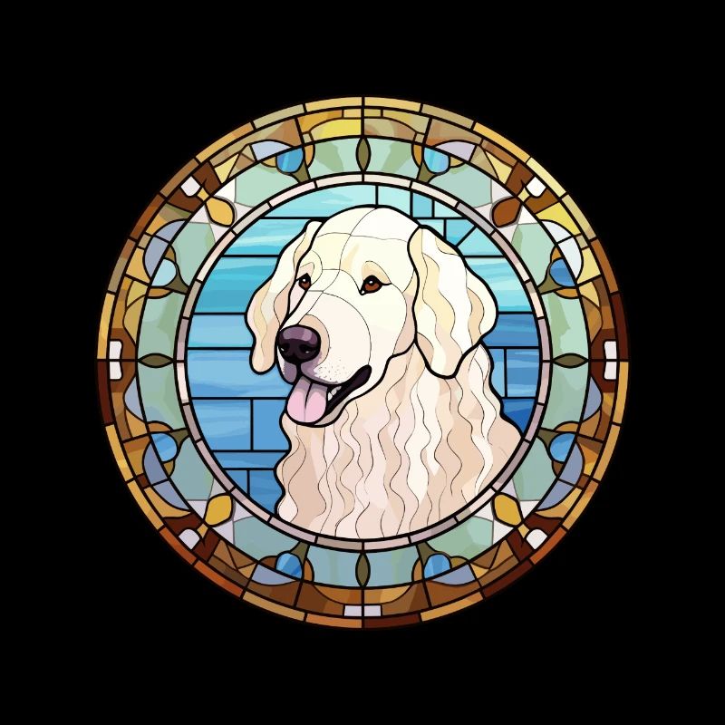 Kuvasz chien race vitrail aquarelle colorée