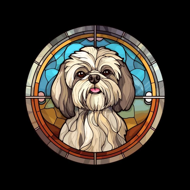 Lhasa Apso Hunderasse Buntes Glas Buntes Wasser